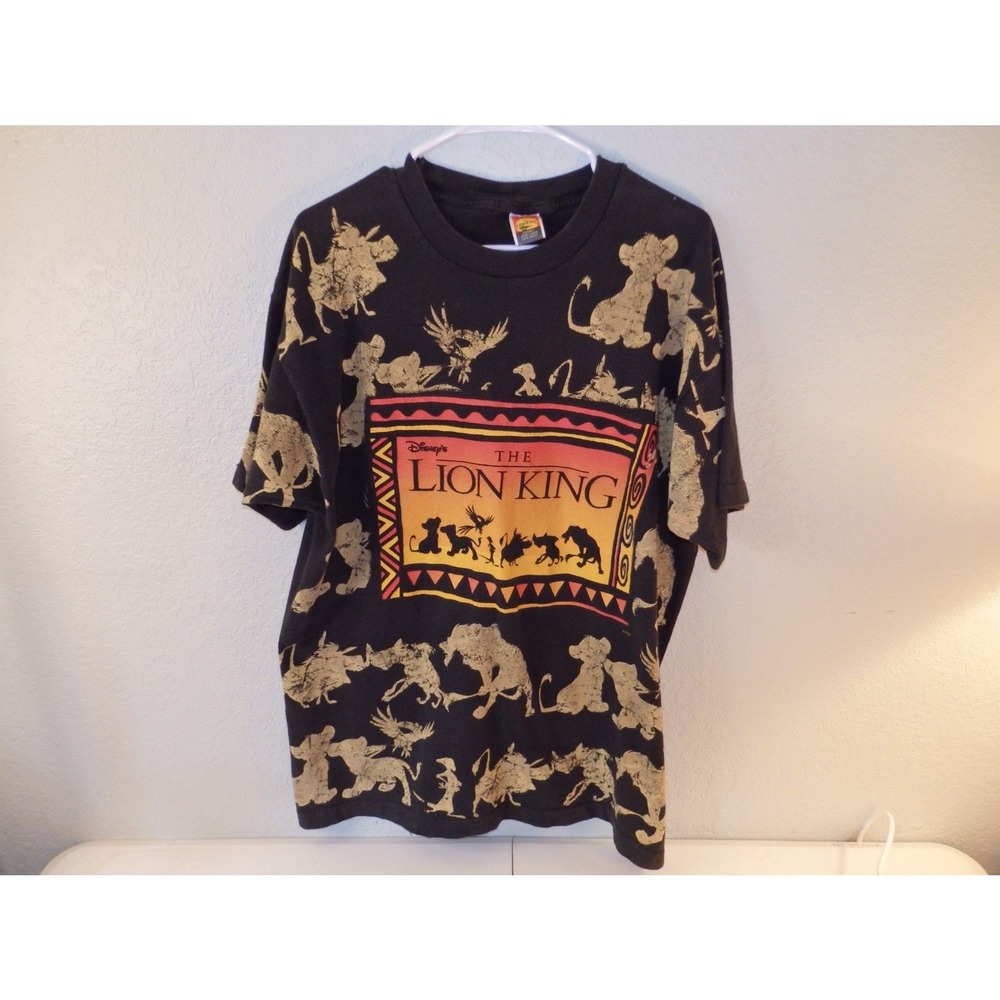 VTG 1990s Disney's The Lion King Movie Promo AOP T-Shirt Single Stitch Black